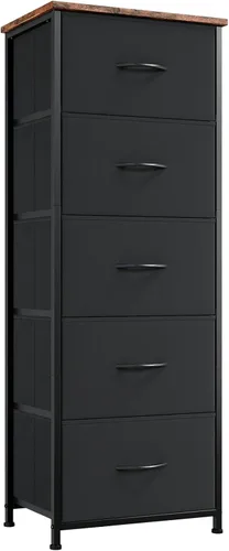 Miniatura 23 de Somdot - Cómoda estrecha con 4 cajones, cómoda delgada con cajones de tela extraíbles para armario, espacios pequeños, baño, dormitorio, lavandería