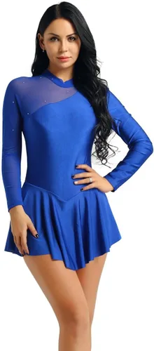 Miniatura 3 de YiZYiF Lyrical - Vestido de patinaje sobre hielo para mujer, manga larga, elastano, leotardo de gimnasia