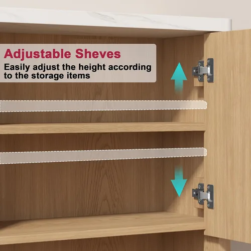 Miniatura 4 de HOMEFORT Armario de pared para baño, botiquines, armario de almacenamiento sobre el inodoro con 2 puertas, estante ajustable y parte superior