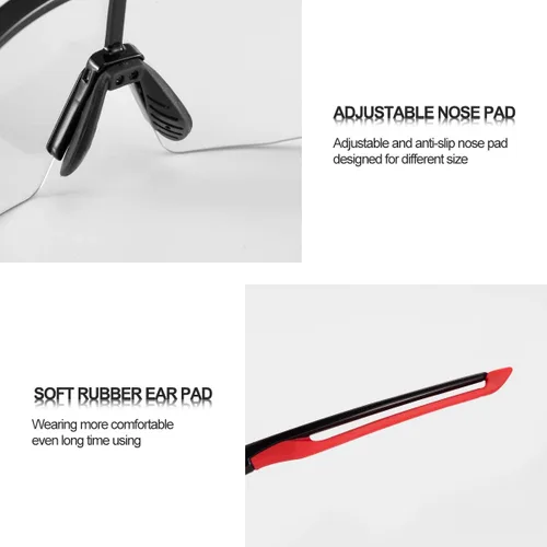 Miniatura 5 de ROCKBROS Gafas de sol deportivas fotocromáticas para hombres y mujeres, protección UV para ciclismo Negro rojo