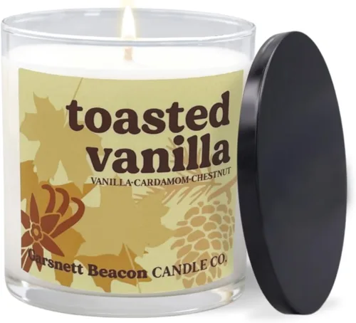Vela perfumada de otoño de vainilla tostada, aromas de vainilla, cardamomo, castaño, ideal para el hogar, la oficina, cera de soja 100% natural, más