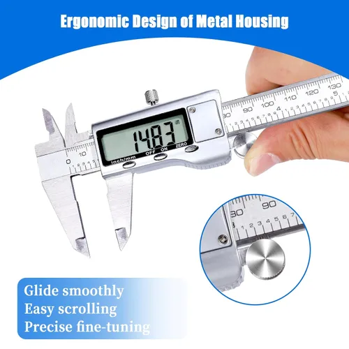 Miniatura 5 de Herramienta de medición de calibre digital, herramienta de medición de calibre con acero inoxidable, calibre vernier digital de micrometro con dial