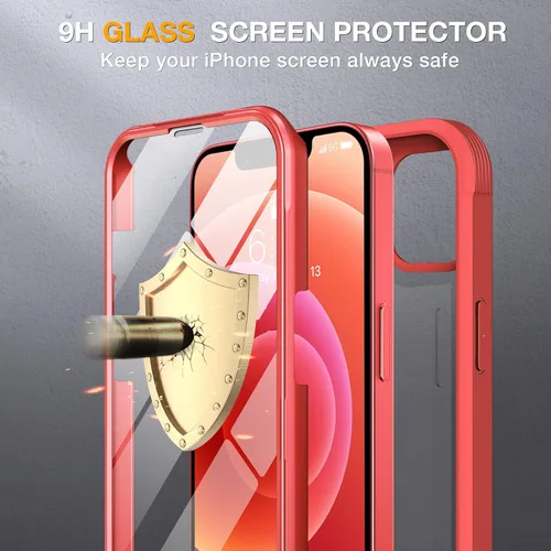Miniatura 6 de Miracase Glass Series - Funda para iPhone 12/12 Pro de 6.1 pulgadas, funda bumper resistente de cuerpo completo mejorado con protector de pantalla
