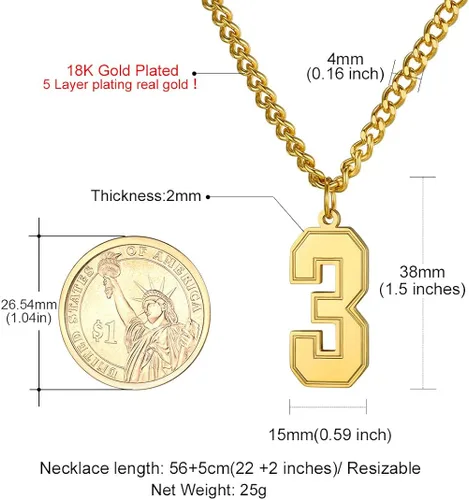Miniatura 7 de GoldChic - Collar con números de joyería para hombres y mujeres, collares de béisbol personalizados para jóvenes con número para niños, cadena