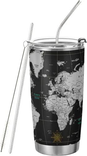 Miniatura 9 de CaTaKu Vaso de carreras con bandera a cuadros de 20 onzas con tapa y pajita, acero inoxidable a cuadros en blanco y negro, aislado al vacío, taza