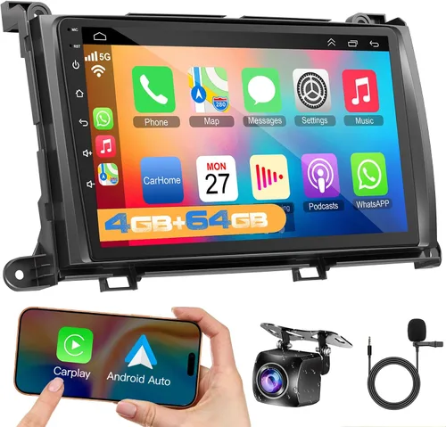 Miniatura 8 de Radio estéreo de coche 4G+64G para Toyota RAV4 2007-2012, Carplay inalámbrico y Android Auto con Android 13 compatible con Bluetooth/Control