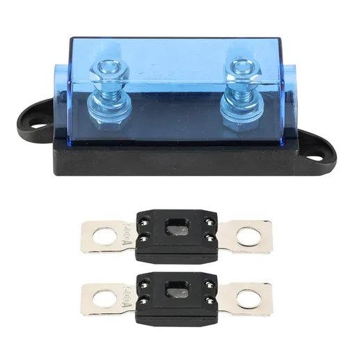 Miniatura 38 de GLOSO Portafusible Mega atornillado con cubierta negra (fusible no incluido) Perno M8 Clasificación de 500 amperios
