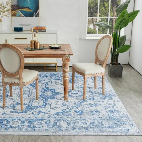 Miniatura 151 de Syalife 4x6 Alfombra Lavable para Área, Ultra Suave Antideslizante, Pila Baja, Alfombra Vintage Resistente a Manchas para Sala de Estar, Alfombra