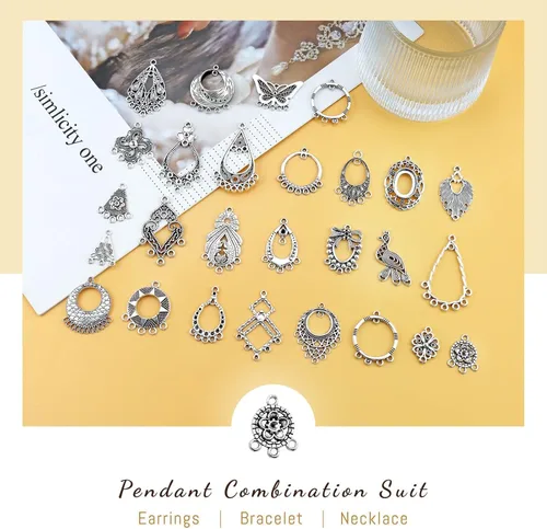Miniatura 3 de JIALEEY Juego de aretes de plata tibetana envejecida, aretes de araña, kit de fabricación de joyas para aretes y colgantes de dijes, paquete surtido
