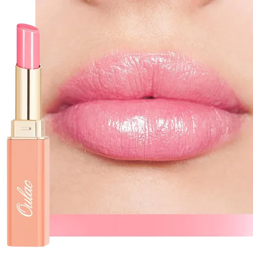 Miniatura 14 de Oulac Lápiz Labial Rosa Hidratante con Brillo - Lápiz Labial Hidratante Bálsamo Labial Tintado Brillante, Acabado Brillante Transparente Jugoso