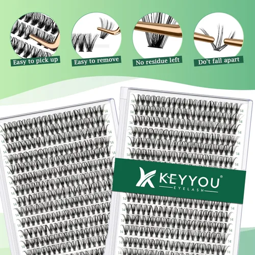 Miniatura 88 de Extensiones de racimos de pestañas 300 piezas, pestañas individuales 40D 0.07D rizado 11mm, para colocar en casa, bandeja grande de volumen