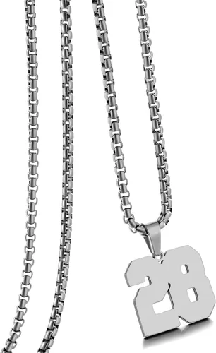 Miniatura 20 de Collar de Número Dorado para Hombre, Cadena de Acero Inoxidable con Colgante de Número para Atletas, Joyería Deportiva Personalizada para Niños