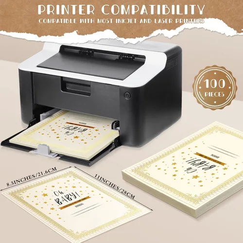 Miniatura 4 de Fainne 100 Sets Kit de Papel para Certificados de Una Cara con Borde de Lámina para Portadas de Certificados de 8.5 X 11, Sellos de Reconocimiento