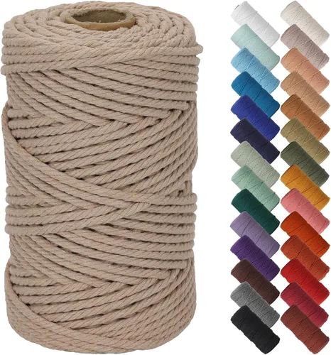 Miniatura 16 de NOANTA - Cuerda de macramé color beige natural, 1/8 pulgadas (3 mm) x 109 yardas (100 metros), cuerda de algodón colorido para colgar en la pared