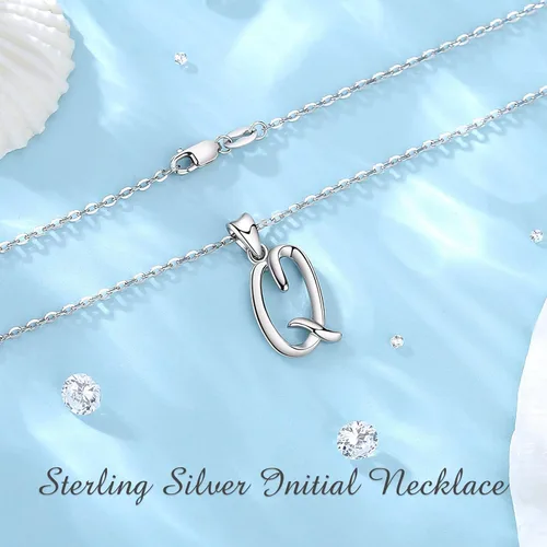 Miniatura 86 de EUDORA Collares de plata esterlina con inicial para mujer, regalos clásicos de 26 letras sin cuello para niñas, hermana, madre hija, cadena de 18