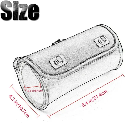 Miniatura 3 de kucehiup Bolsa para manillar de motocicleta, bolsa universal enrollable de herramientas de piel sintética (negro)
