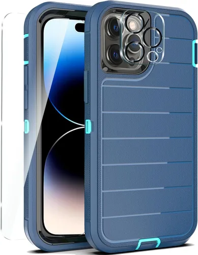 Miniatura 8 de YmhxcY Funda para iPhone 12/iPhone 12 Pro [2 Protectores de Pantalla de Vidrio Templado] Cubierta Duradera de 3 Capas A Prueba de Caídas/Funda