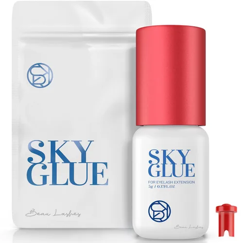 Sky Glue - Pegamento para extensiones de pestañas, S+ más fuerte, adhesivo negro profesional para extensiones de pestañas individuales