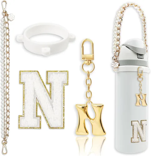 Miniatura 23 de Letter Handle Strap Accessories with Cute Initial Charm Compatible with Owala Water Bottle 24oz 32oz 40oz Owala Kids Púrpura