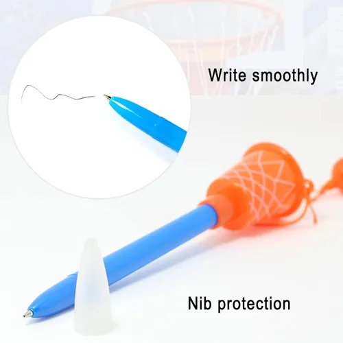 Miniatura 3 de KRIZJUES 10 bolígrafos de aro de baloncesto, suministros escolares kawaii, bonitos bolígrafos de tinta de gel de dibujos animados, bolígrafos