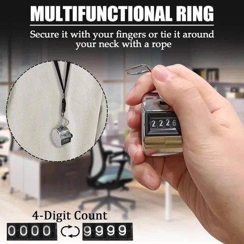 Miniatura 3 de GDMINLO Contador de clicker manual de metal, 4 dígitos con caja de metal, contador mecánico para entrenamiento, tejido, regazo, pesca, golf y fila