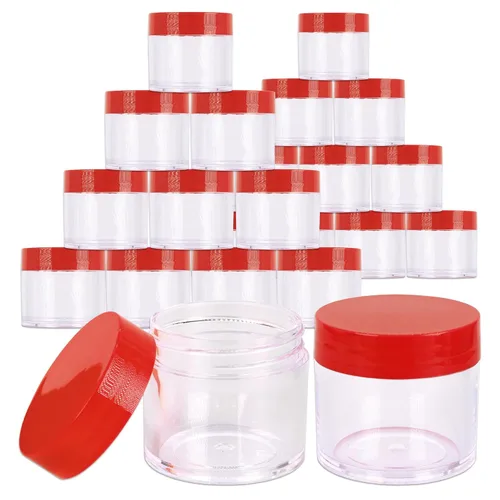 Miniatura 33 de Beauticom 1.06 oz/1.0 fl oz (1 fl. oz.) Tarros de plástico transparente de doble pared a prueba de fugas con tapas superiores planas para cremas, Oro