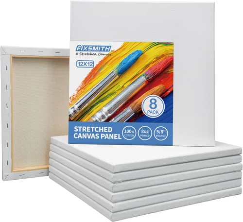 Miniatura 13 de FIXSMITH Lienzo blanco estirado de 12 x 16 pulgadas, paquete a granel de 8, imprimado, 100 % algodón, perfil de 5/8 pulgadas, paquete de gran valor