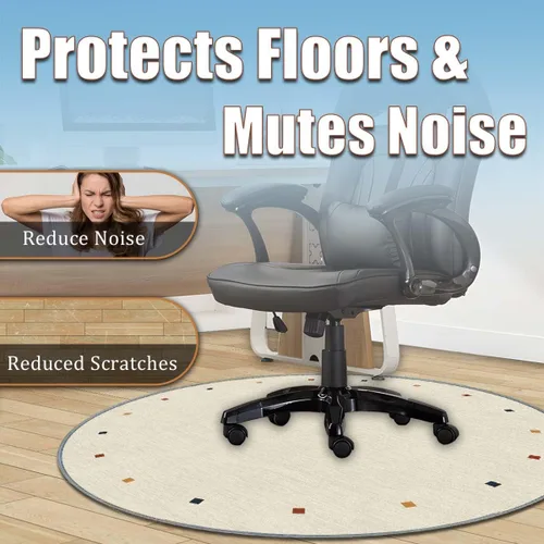 Miniatura 5 de Tapete para silla, alfombra de pelo corto para oficina, antideslizante, que reduce el ruido, alfombra redonda de 47 pulgadas, alfombra decorativa