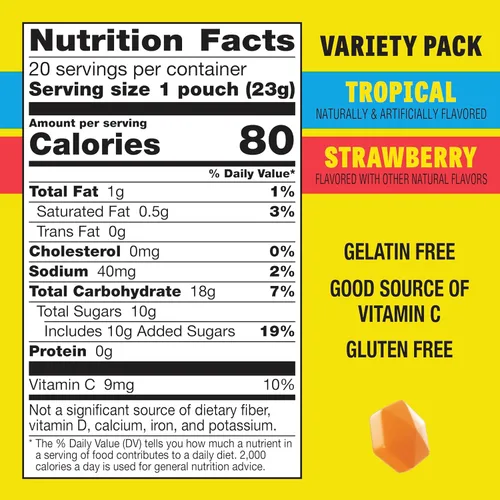 Miniatura 2 de Gushers - Aperitivos con sabor a frutas, paquete variado, fresa y tropical, 20