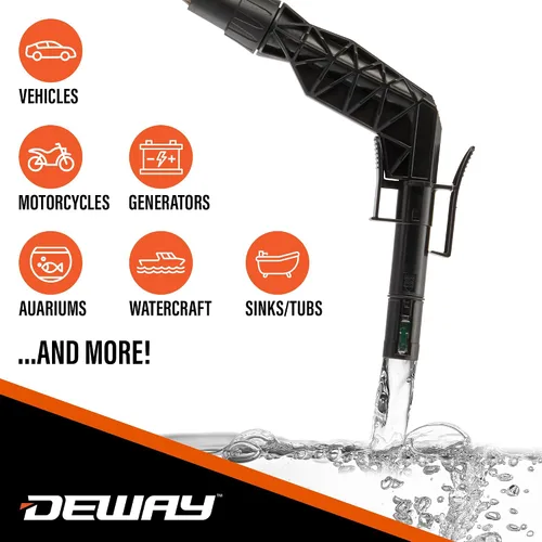 Miniatura 2 de Deway Bomba de batería de transferencia automática de combustible con parada automática y manguera de PVC, bomba de sifón de 2.5 GPM para gasolina