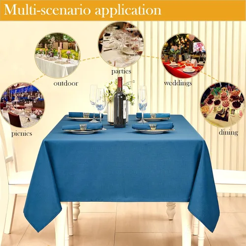Miniatura 6 de Mantel rectangular de lino texturizado impermeable y sin arrugas, mantel de granja resistente a las manchas, mantel decorativo de tela para mesa