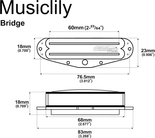 Miniatura 2 de Juego de pastillas Wilkinson WOTBS Hot Rails de cerámica, bobina única, tamaño humbucker, para puente de guitarra eléctrica Strat Stratocaster
