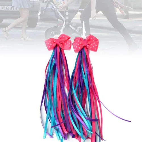 Miniatura 9 de SEWACC 1 par de serpentinas de bicicleta coloridos empuñaduras de manillar de bicicleta cintas de borla arco iris serpentinas de bicicleta Scooter