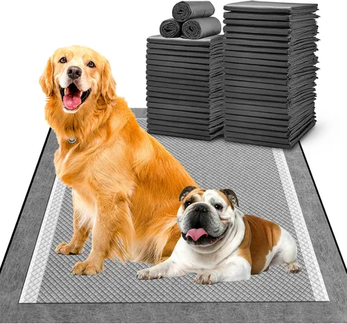Miniatura 10 de MIZOK Almohadillas para cachorros para perros de 23 x 24 pulgadas, almohadillas para mascotas que eliminan el olor a carbón para perros, absorben