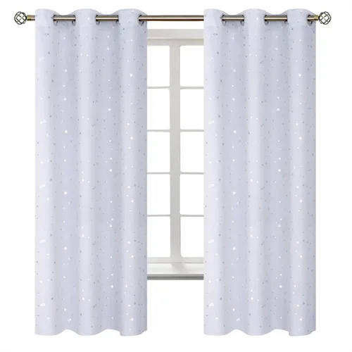 Miniatura 46 de BGment Cortinas opacas para dormitorio infantil, con aislamiento térmico, con ojales, estampado de estrellas plateadas, cortinas para oscurecer