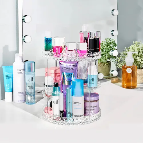 Miniatura 3 de Sorbus Organizador de maquillaje giratorio de 360º, organizador de cosméticos giratorios, estantes ajustables para maquillaje, perfumes y artículos