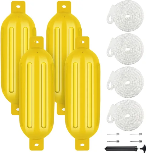 Miniatura 8 de Juego de 4 guardabarros para barco de 4.5/5.5/6.5/8.5/10/16 pulgadas, parachoques de vinilo con ojos gemelos acanalados, parachoques para barco