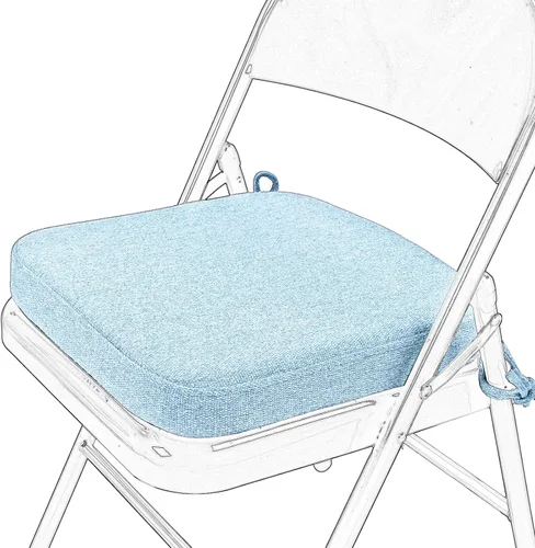 Miniatura 36 de SINOSSO Cojín de espuma viscoelástica para silla plegable, 1 unidad, almohadilla cuadrada gruesa de 2 pulgadas para silla de cocina con lazos, cojín