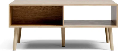 Miniatura 5 de LCRBOL Mesa de café con almacenamiento, Mesa de comedor bohemia con cajón acanalado y patas de madera maciza, Mesas de café pequeñas para sala