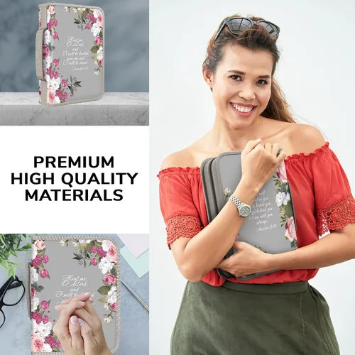 Miniatura 24 de DEHITE Funda para la Biblia para mujer, fundas de tela prémium para la Biblia para niñas, bolsa de transporte para mujer, ranuras para bolígrafos