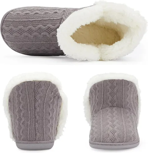 Miniatura 5 de NineCiFun Botines de invierno mullidos para mujer, botas de punto, pantuflas cálidas para el hogar, para exteriores e interiores con forro de piel