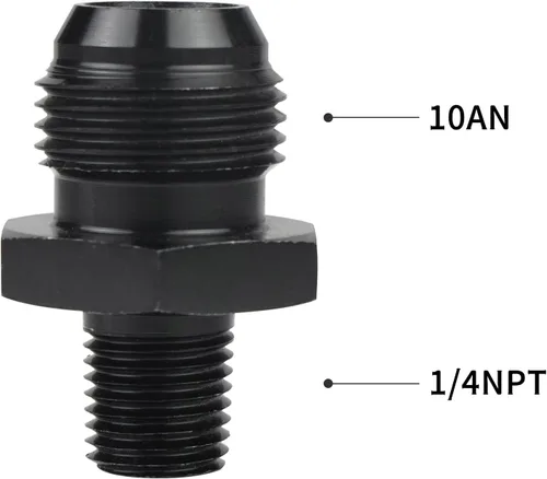 Miniatura 2 de Adaptador de manguera de tubería macho de 10AN a 1/4 NPT de aluminio recta para línea de combustible, adaptador de manguera de aluminio negro