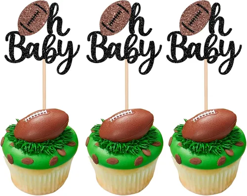 Miniatura 10 de 36 piezas de adornos para cupcakes de pelota de rugby, trofeo de fútbol americano, selecciones de cupcakes de fútbol americano, decoración