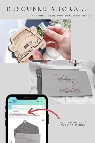 Miniatura 9 de Joli Coon Tarjeta Felicitación Boda - Feliz boda - Tarjeta boda felicitacion con sobre y un sello de cera