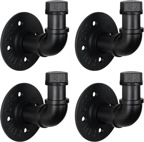 HouseAid Soporte para toallas de hierro industrial, gancho rústico para bata de baño, estilo vintage, montaje en pared, negro mate (paquete de 4)