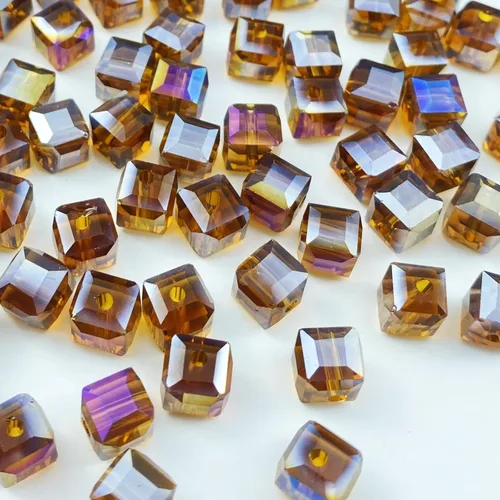 Miniatura 7 de 100 piezas 6 mm cuadrados Cuentas de cristal de colores AB mixtos para hacer joyas Mezcla de colores AB