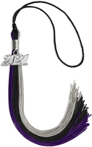 Miniatura 18 de Endea Graduation Borla de triple color con gota de fecha plateada (negro/dorado/granate, 2020)