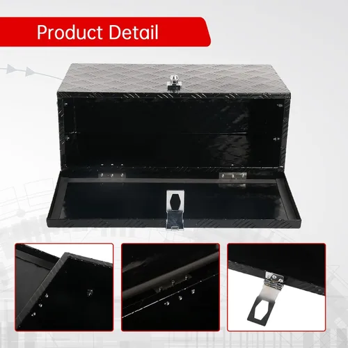Miniatura 4 de Caja de herramientas de aluminio con placa de 24 pulgadas con rayas, para ATV, UTV, camioneta, impermeable, organizador de almacenamiento cuadrado