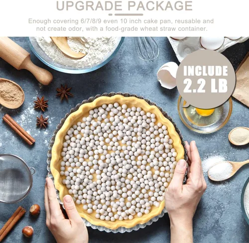 Miniatura 2 de EIMMBD Granos de cerámica para hornear de 2.2 libras, pesos de pastel de 0.394 pulgadas para hornear ciegos, pesos naturales reutilizables para Beige