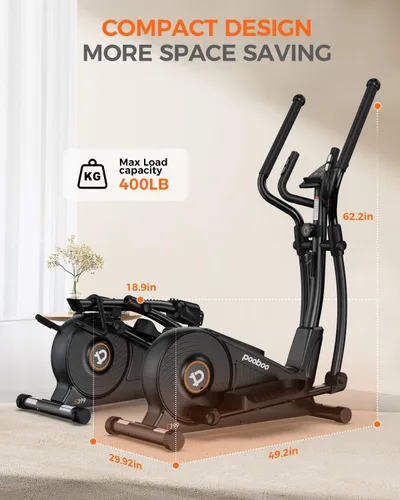 Miniatura 8 de pooboo Elliptical Exercise Machine,Elliptical Machine for Home with Hyper-Quiet Magnetic Driving System&LCD Monitor, Elliptical Trainers with 15.5IN